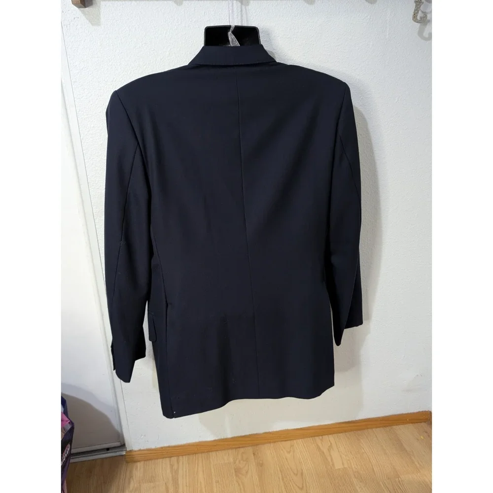 Vtg Bespoke Hong Kong Tailored Navy Blazer A. Man Hing Cheong Custom‎ Lined 42R